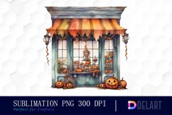 Watercolor Creepy Halloween Store Window PNG Clipart Product Image 1