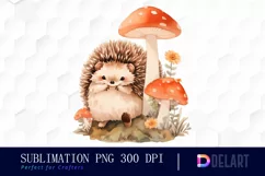 Watercolor Cute Hedgehog Clipart, Illustration PNG Product Image 1