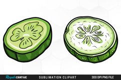 Cucumber Slice Watercolor Clipart Product Image 1