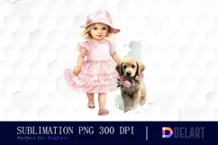 Watercolor Vintage Cute Baby Girl Clipart Image Product Image 1