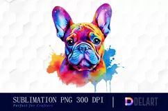 Watercolor Alcohol Ink French Bulldog Sublimation Art Product Image 1
