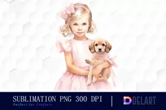 Watercolor Vintage Cute Baby Girl Clipart Image Product Image 1