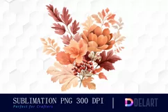 Watercolor Autumn Bouquet Flower Clipart, Sublimation Art Product Image 1