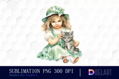 Watercolor Vintage Cute Baby Girl Clipart Product Image 1