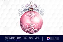 Watercolor Pink Christmas Ornament Clipart Image Product Image 1