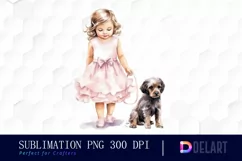 Watercolor Vintage Cute Baby Girl Clipart Image Product Image 1