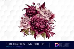 Burgundy Flowers Clipart PNG Product Image 1