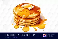 Watercolor Pancakes Melting Butter Maple Clipart Fun Product Image 1