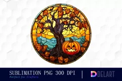 Stained Glass of Halloween Pumpkin Sublimation Art Product Image 1