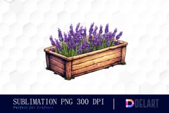 Lavender in Wooden Water Trough Clipart Design Product Image 1