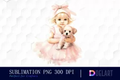 Watercolor Vintage Cute Baby Girl Clipart Image Product Image 1