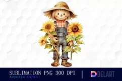 Watercolor Garden Scarecrow PNG Clipart Product Image 1