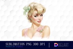 Watercolor Retro Pin Up Girl Clipart, Artwork Product Image 1