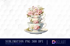 Watercolor Vintage Tea Cup Party PNG Clipart Product Image 1