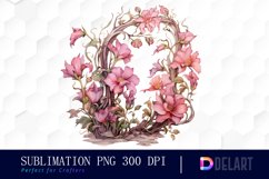 Watercolor Pink Witch and Garden Patch Clipart, PNG Set Product Image 1