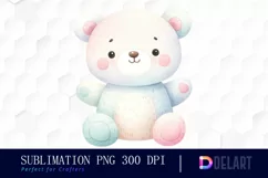 Watercolor Pastel Baby Bear Alphabet Clipart, Artwork Product Image 1