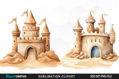 Watercolor Sandcastle Sublimation Art Clipart Product Image 1