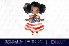 Watercolor Black Baby Girl Clipart Product Image 1