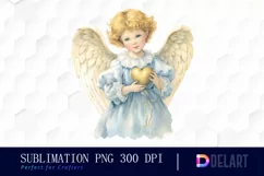 Watercolor Vintage Cupid Clipart, Illustration PNG Product Image 1