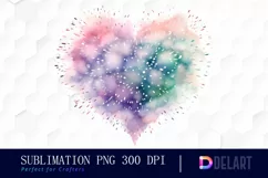 Watercolor Heart Fireworks Clipart, Sublimation Art Product Image 1