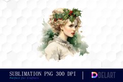 Watercolor Vintage Christmas Clipart, Sublimation Art Product Image 1