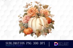 Watercolor Boho Pumpkin Floral Sublimation Art Product Image 1
