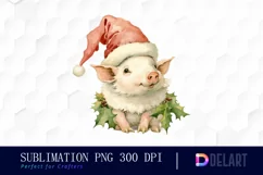 Watercolor Pastel Christmas Animal Clipart, Sublimation Art Product Image 1