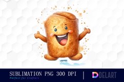 Watercolor Cartoon Bread Clipart Set Product Image 1