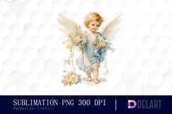 Watercolor Vintage Cupid Clipart, Illustration PNG Product Image 1