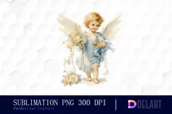 Watercolor Vintage Cupid Clipart, Illustration PNG Product Image 1