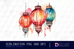 Watercolor Vintage Paper Lantern Boho Clipart Fun Product Image 1