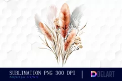 Watercolor Vintage Pampas Bouquet Boho Clipart Fun Product Image 1