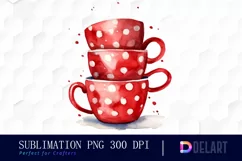 Watercolor Red Polka Dot Coffee Mugs PNG Clipart Product Image 1