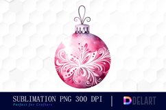 Watercolor Pink Christmas Ornament Sublimation Art Product Image 1
