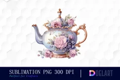 Watercolor Vintage Tea Cup Floral Party Clipart Product Image 1