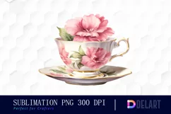 Watercolor Vintage Teacup Floral Clipart Fun Product Image 1
