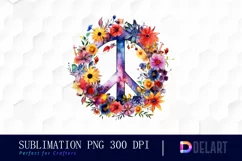 Watercolor Peace Sign Wild Flowers PNG Clipart Product Image 1