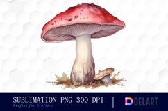 Watercolor Red Mushroom Clipart, Sublimation Art Product Image 1
