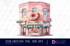 Watercolor Donut Shop PNG Clipart Product Image 1