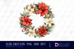 Watercolor Red Poinsettia Clipart, Sublimation Art Product Image 1