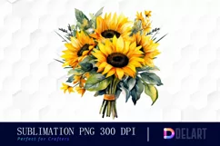 Watercolor Sunflower Floral Bouquet Clipart Fun Product Image 1
