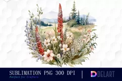 Watercolor Floral Landscape Vintage Clipart Design Product Image 1