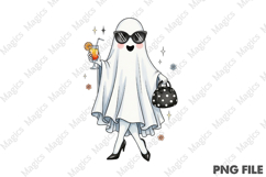 Cute Ghost Drinking Fall Retro Halloween Product Image 1