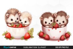Watercolor Valentines Hedgehog Illustration Clipart Product Image 1