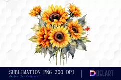 Watercolor Sunflower Floral Bouquet Clipart Design Product Image 1