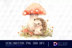 Watercolor Cute Hedgehog Clipart, Illustration PNG Product Image 1
