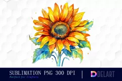 Watercolor Sunflower Vivid Colors Clipart Fun Product Image 1
