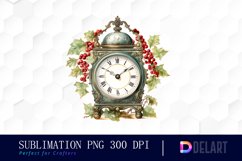 Watercolor Vintage Christmas Clipart, Sublimation Art Product Image 1