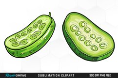 Cucumber Slice Watercolor Clipart Product Image 1