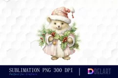 Watercolor Pastel Christmas Animal Clipart, Illustration PNG Product Image 1